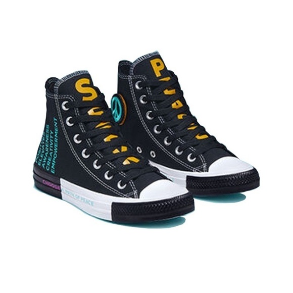 Converse Chuck Taylor All Star Hi Seek Peace Black Magenta GS  Kids Size - 5 - Picture 1 of 13